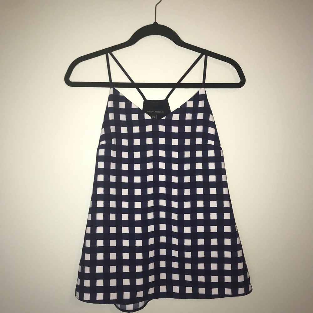 XS Banana Republic Blue Checkered Tank Top